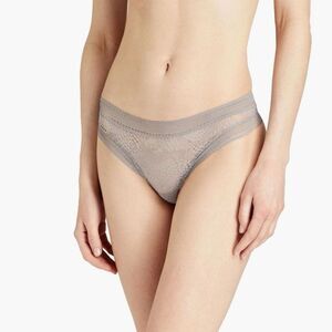 NWT ERES Nocturne Stretch-Lace Low-Rise Lace Thong in Light Gray